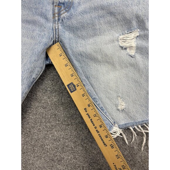 Levi's 501 Denim Shorts Womens 27 Blue Light Wash Button Fly Distressed Cutoff - Picture 6 of 11